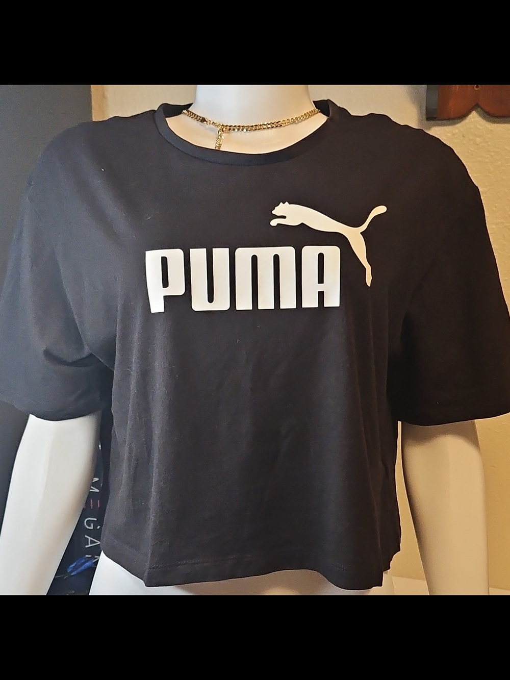 PUMA Black Cropped Logo Tee